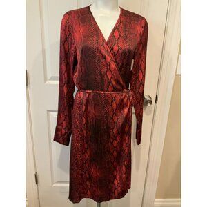 Andamane Beverly Wrap Dress Red Python Print, Size Medium, $545